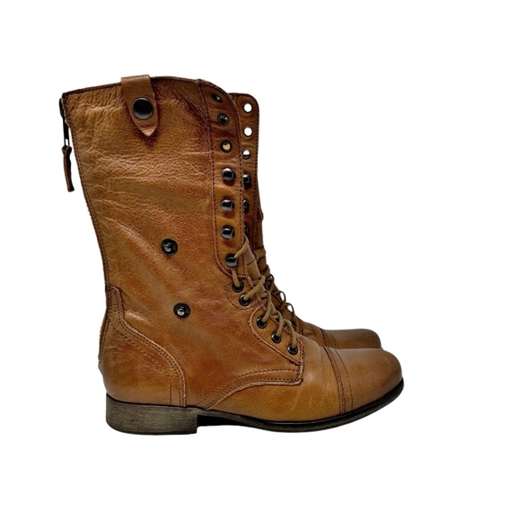 Steve Madden Camarro Leather Combat Boots Foldover Southwest Brown Size 8 - Picture 5 of 11